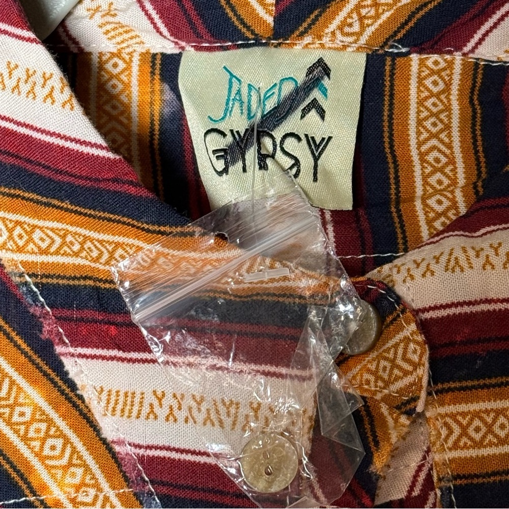 JADED GYPSY Fade Away Duster S/M Vintage Stripes Bleached Look - Picture 4 of 6